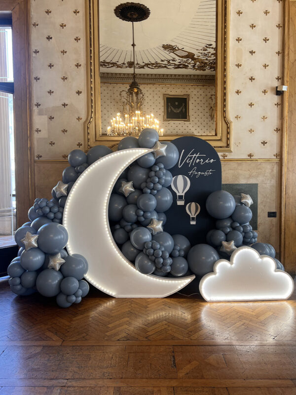 BACKDROP CON PANNELLI, CASCATA E LUNA LUMISONA